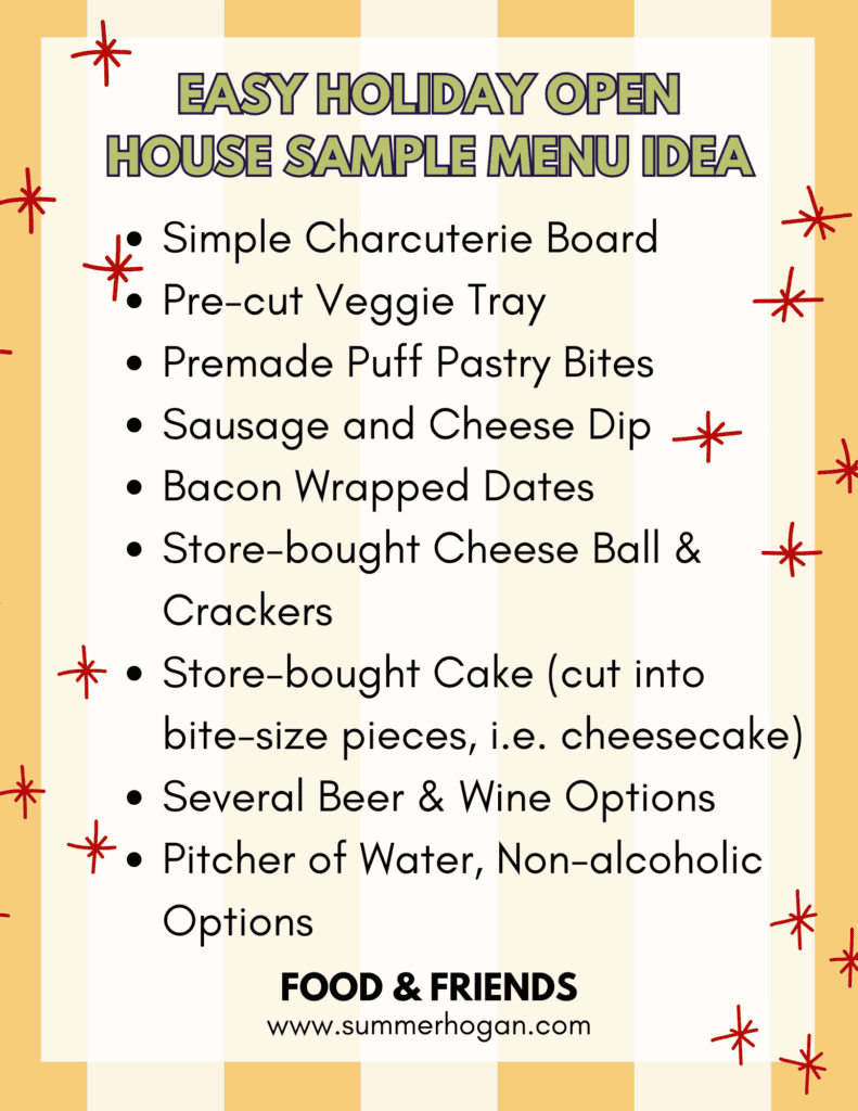 How to Host a Last-Minute Holiday Open House Party sample menu