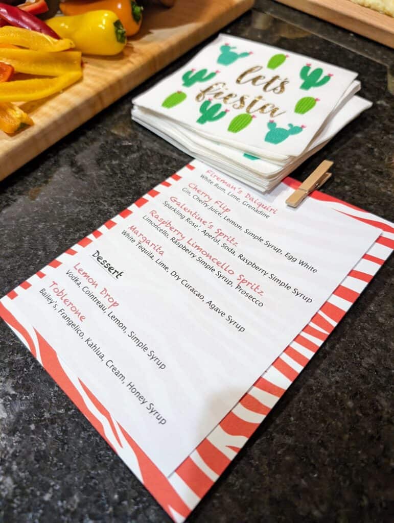 Galentine's day drink menu