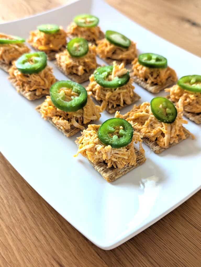 Easy Buffalo Chicken Dip Bites Recipe {On Crackers}