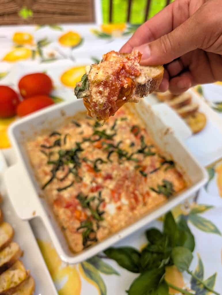 The Easiest Baked Feta Dip with bread