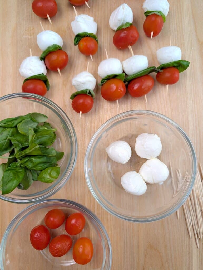 caprese salad bites assembly