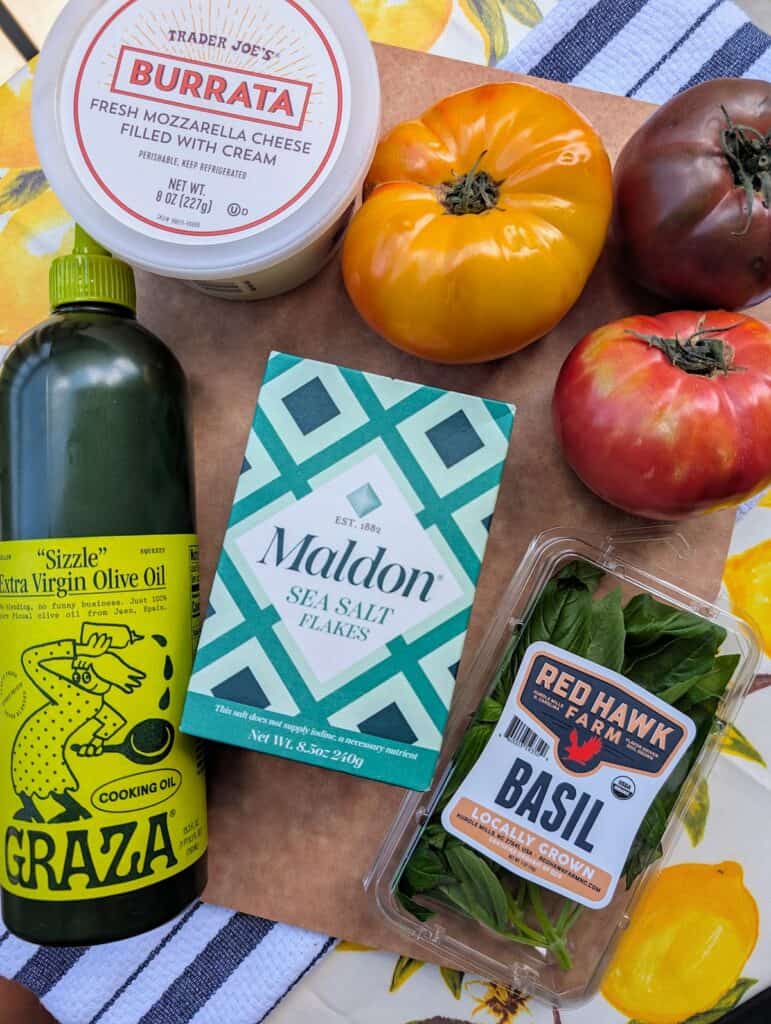 Summer Heirloom Tomato and Burrata Salad Recipe ingredients