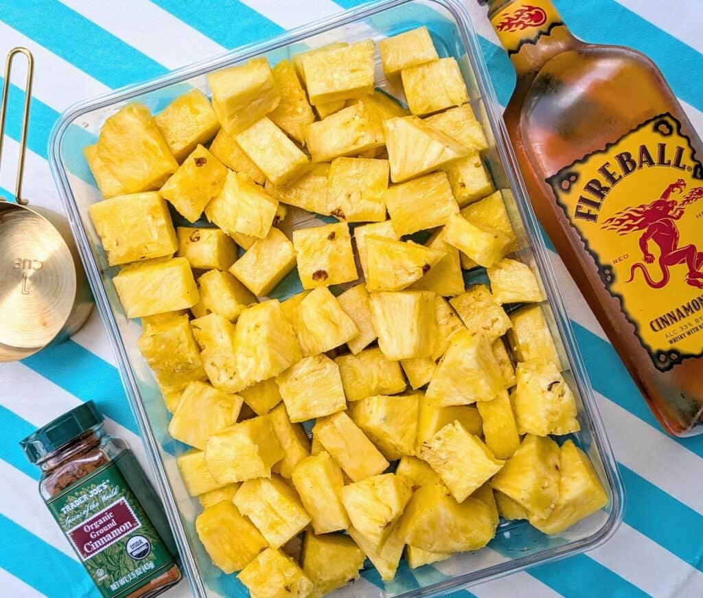 boozy fireball infused pineapple bites ingredients