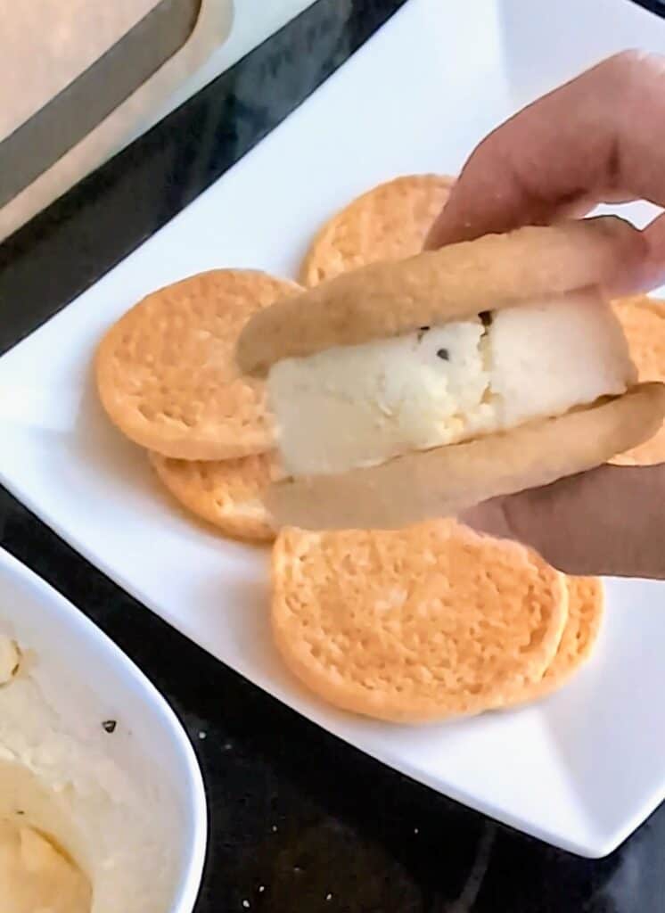 sugar cookie ice cream sandwich assembled
