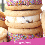 3 ingredient sugar cookie ice cream sandwich with sprinkles