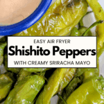 air fryer shishito peppers with creamy sriracha mayo