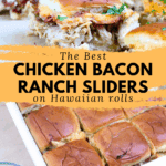 Chicken bacon ranch sliders on Hawaiian rolls, cheesy and flavorful, perfect for family gatherings and parties.