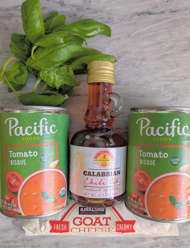 key ingredients of the Creamy Tomato Bisque Soup with Basil recipe