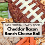 Football shaped cheese ball appetizer for parties or game day