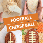 Homemade football cheese ball process shots