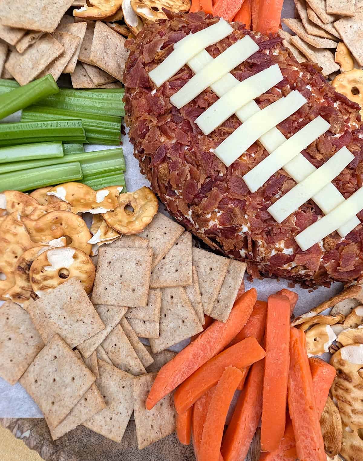 Easy Cheddar Bacon Ranch Football Cheese Ball