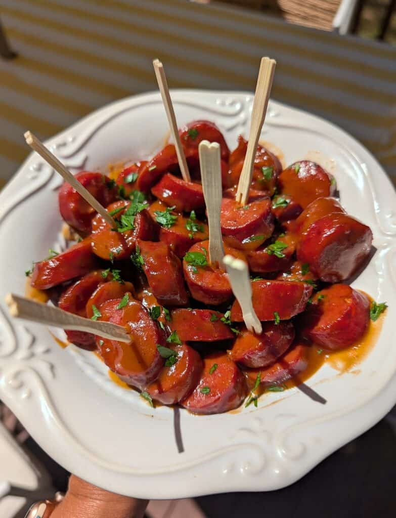 Crockpot BBQ Smoked Sausage Bites final product
