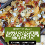 Golden potato chips loaded with squares of Brie, dollops of Fig Spread of Dalmatia, and pieces of thinly sliced Speck.