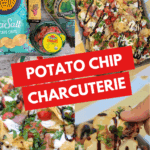 crispy potato chip nachos with cherry tomatoes, basil, and balsamic glaze
