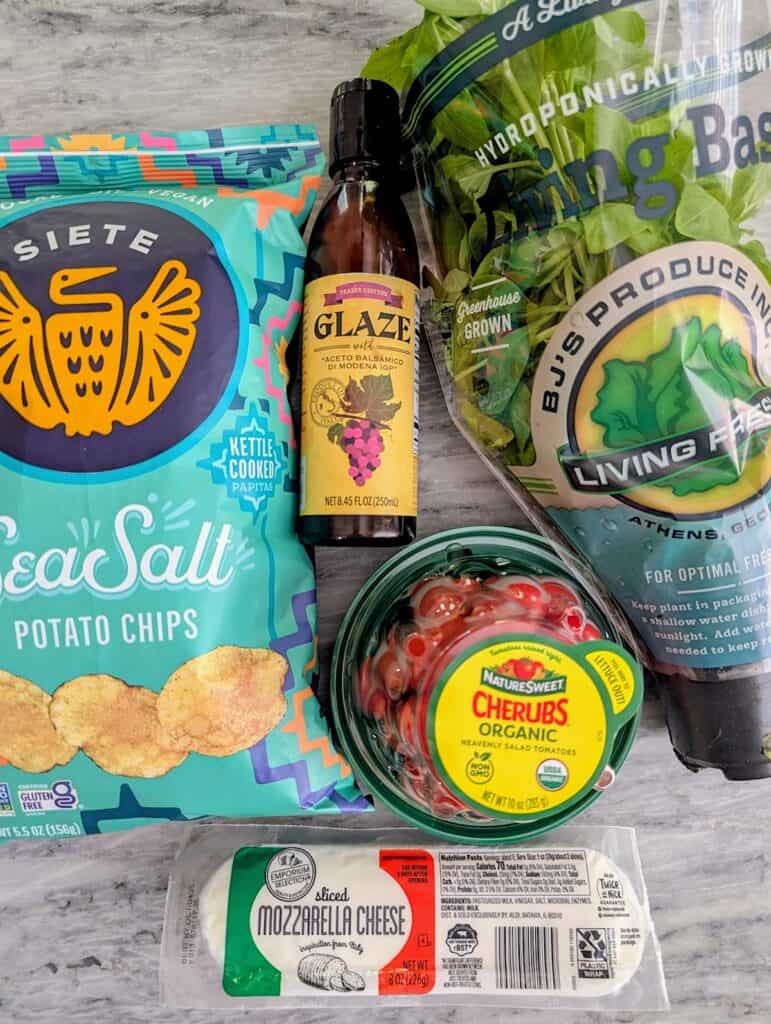 The Viral Potato Chip Charcuterie: Caprese Style ingredients