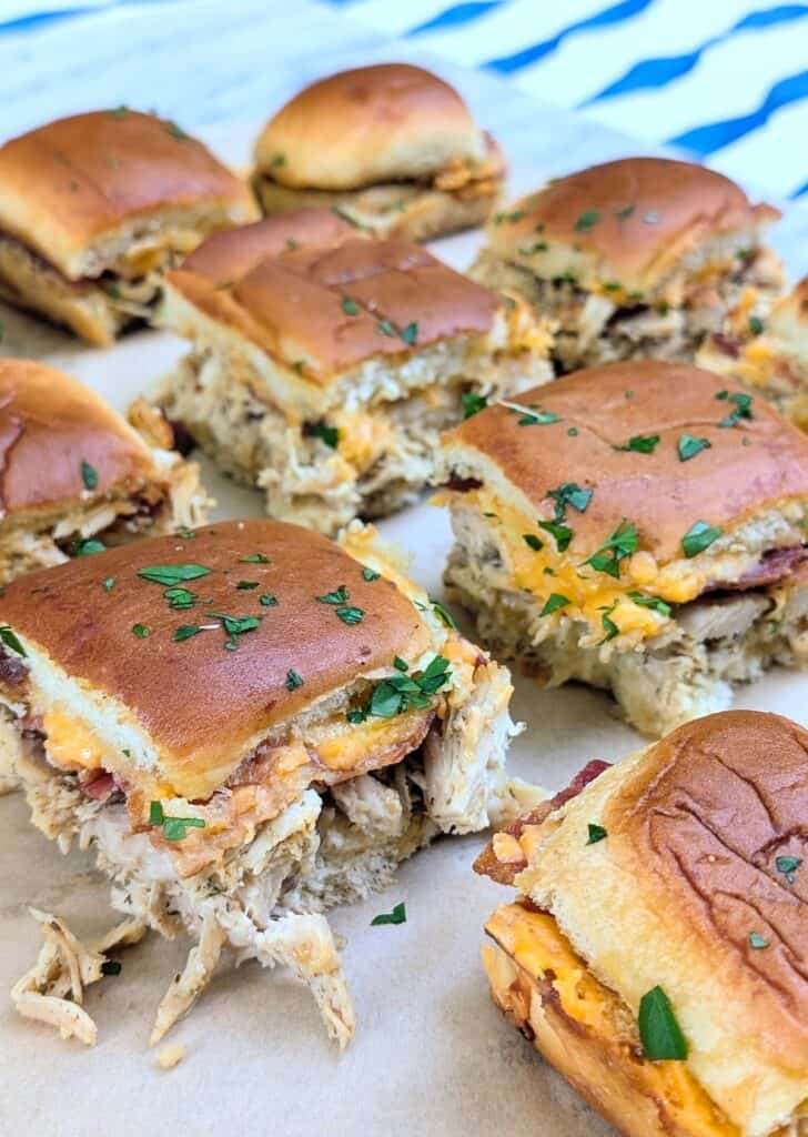 Cheesy Chicken Bacon Ranch Sliders on Hawaiian Rolls