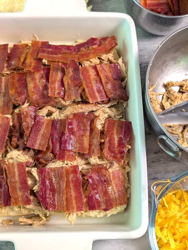 bacon layer on the bottoms slider buns