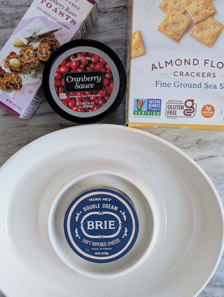 ingredients for Baked Brie with Cranberry Sauce and Pistachios