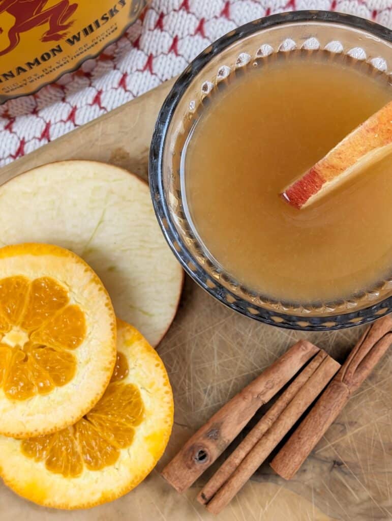 overhead shot of Spiked Fireball Apple Cider 