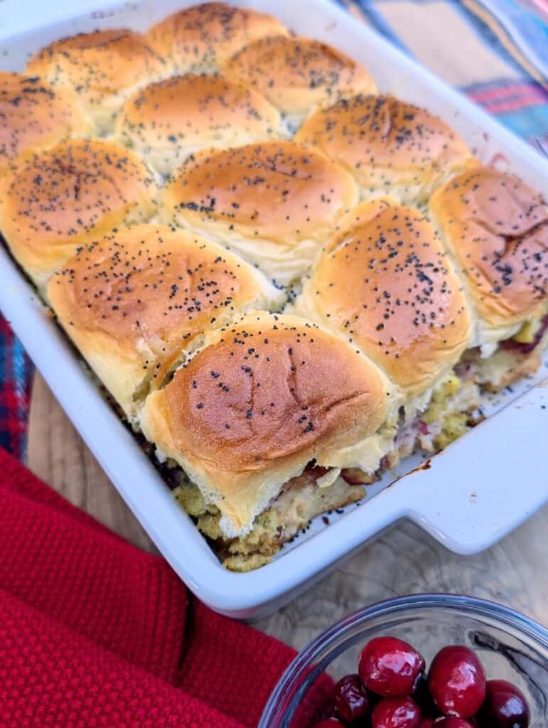 Easy Thanksgiving Turkey Cranberry Sliders Recipe finished close up