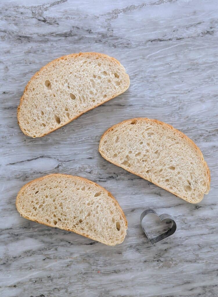 sourdough bread for with heart cookie cutter