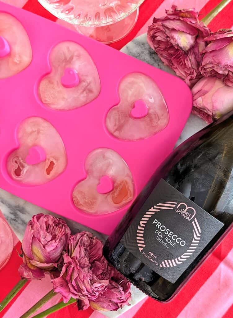 Heart Shaped Fancy Ice Cubes for Valentine's Day flat lay 